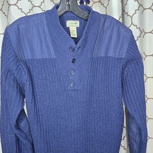 L.L. Bean Men's Navy Commando Henley Sweater